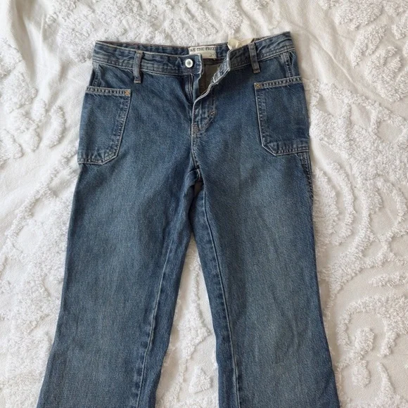 Free People -We The Free ‘ Izzy ‘ Denim Flare Women’s Patch Pocket Jeans Size 24 - Picture 7 of 10
